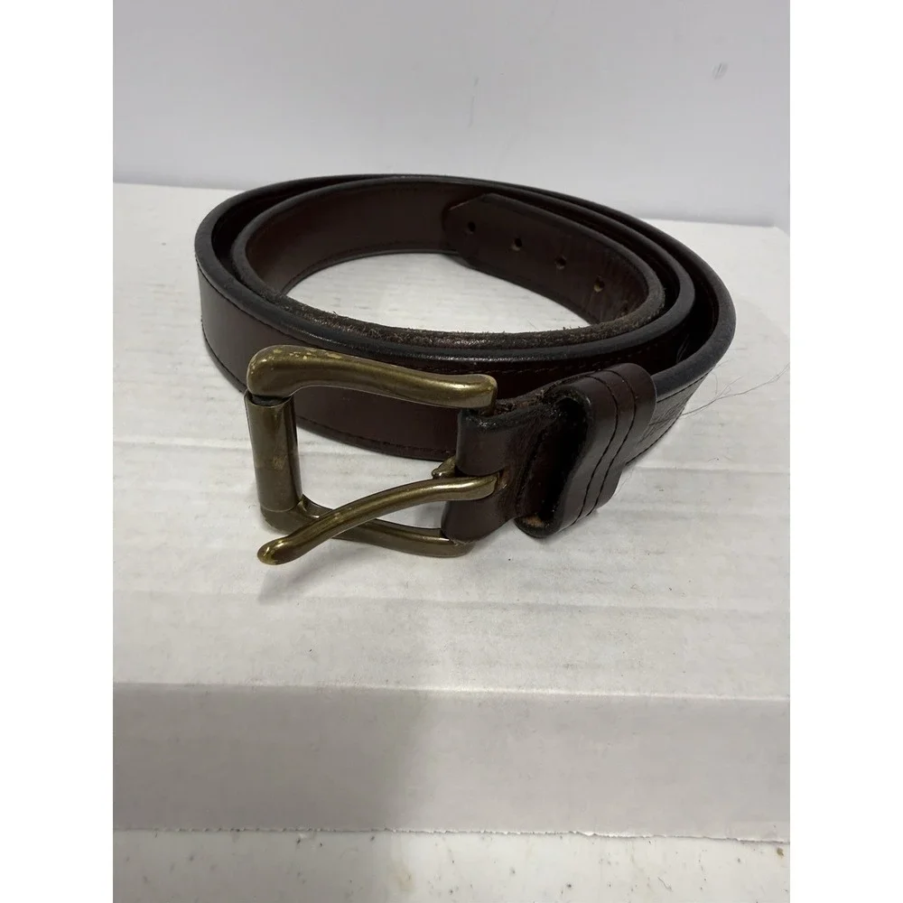 Duluth Trading Co Leather Belt Size 48 Brown Roller Buckle‎ Heavy Duty Work Belt
